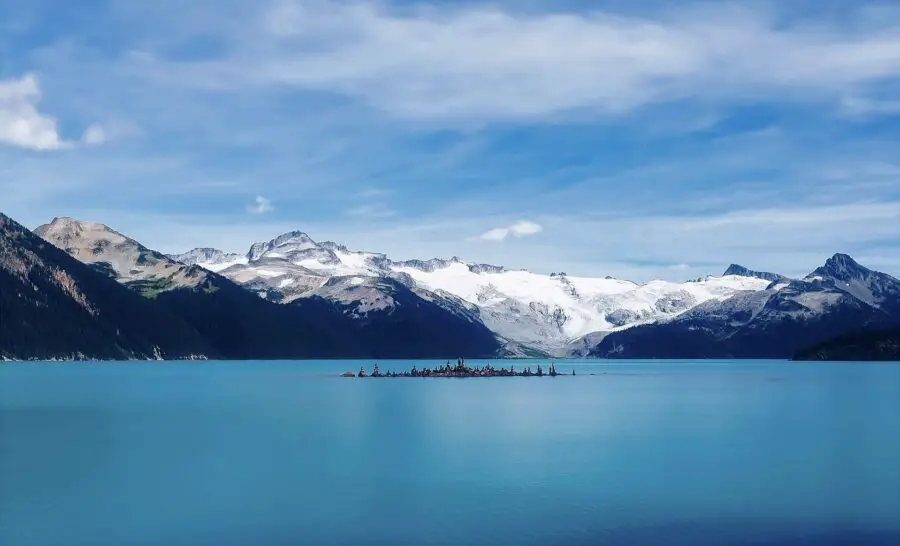The deep blue water of Garibaldi Lake