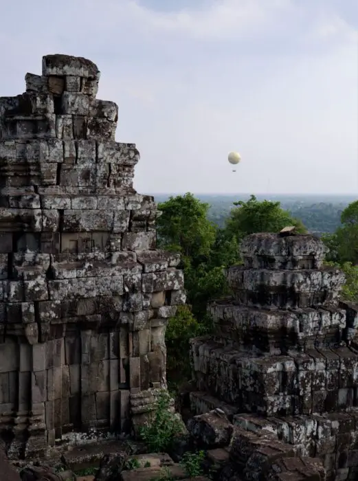 Angkor Wat Ruins by a Hot Air Balloon Near Siem Reap, Cambodia