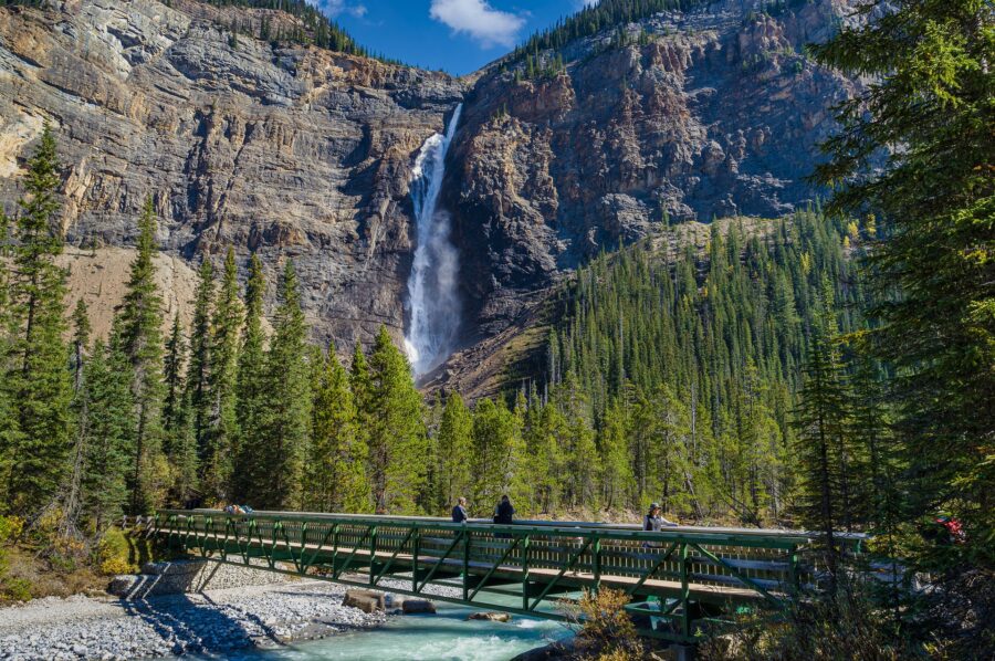 View of the Takakkaw Falls in Yoho National Park near Golden, BC, a stop on your drive from Vancouver to Calgary